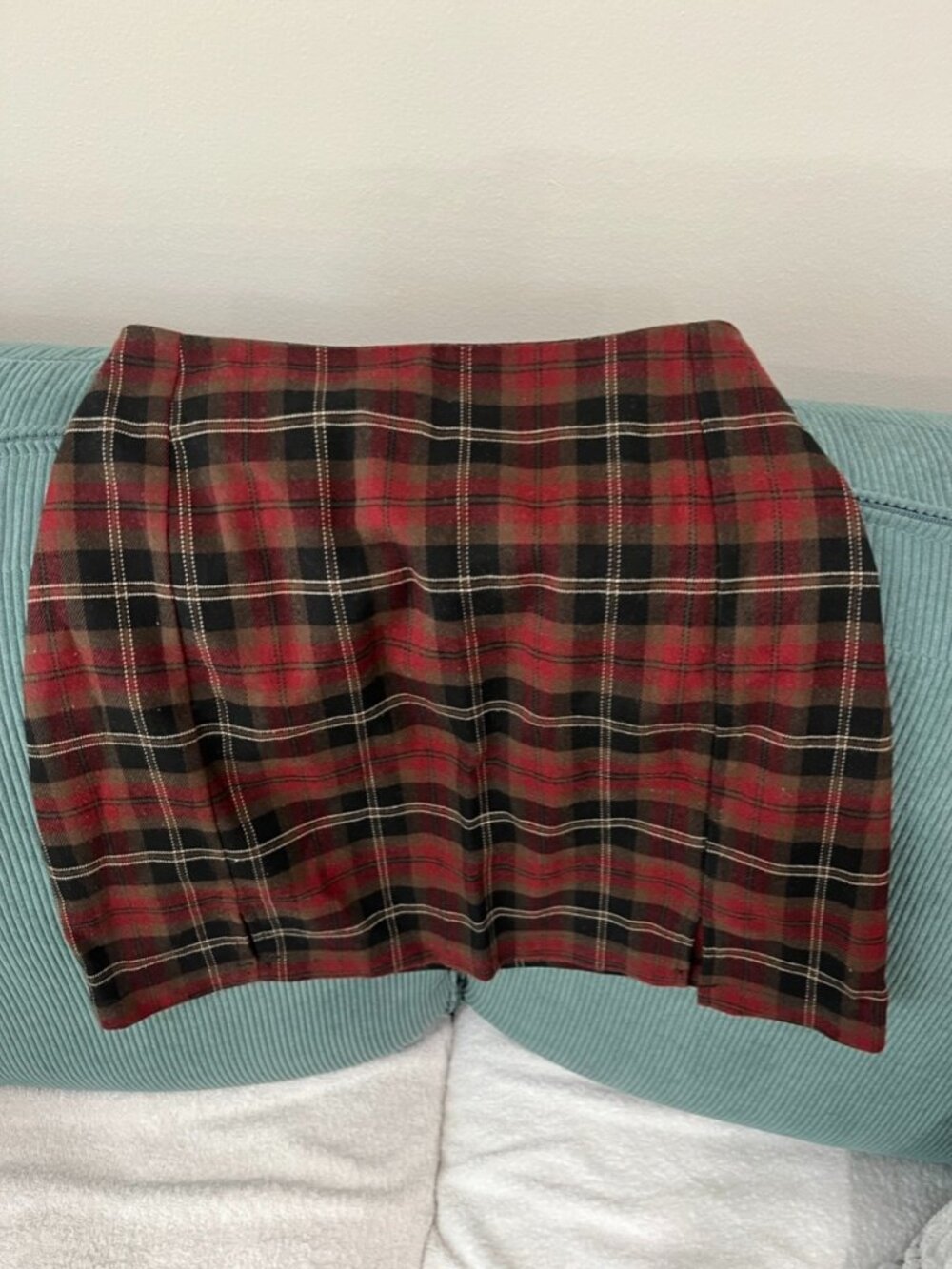 Brandy Melville John Galt Red Brown Plaid Cara Mini Skirt
